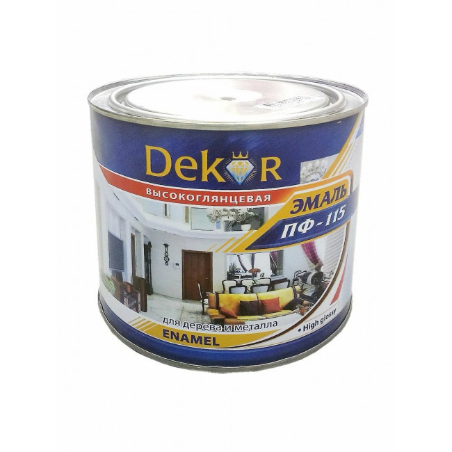 Эмаль 'DEKOR' ПФ-115 желтая 0,8КГ