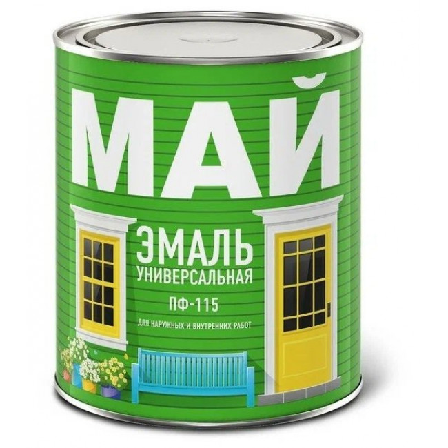 Эмаль 'МАЙ' ПФ-115 белая 0,8КГ