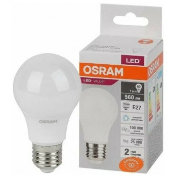 Лампа светодиодная LED Value LVCLA60 7SW/865 грушевидная матовая Е27 230В OSRAM