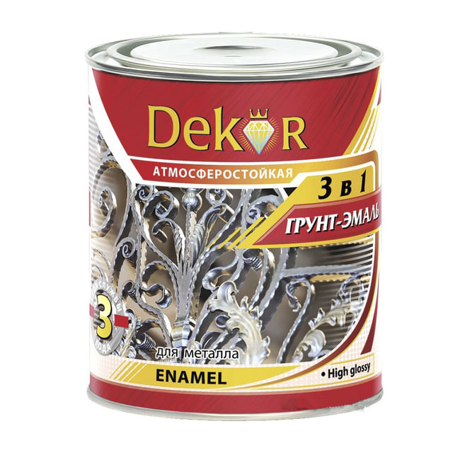 Грунт-эмаль DEKOR на ржавчину 3в1 красно-коричневая, 1,9кг