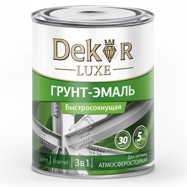 Грунт-эмаль DEKOR на ржавчину 3в1 белая, 0,9кг